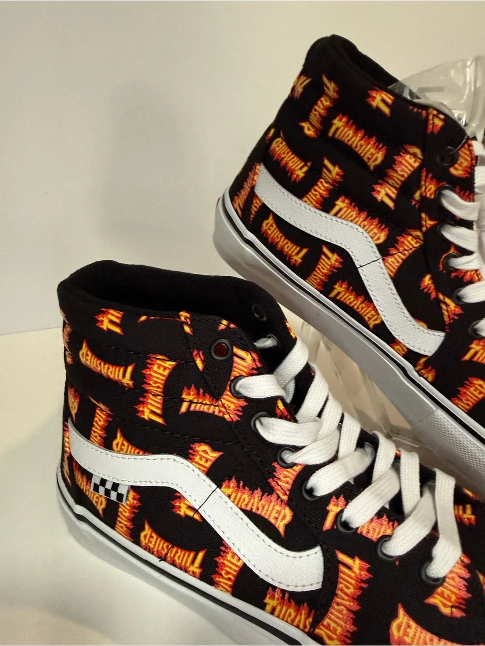 Vans Sk8-Hi Thrasher Flame Print High-Tops - Black, Orange, Yellow